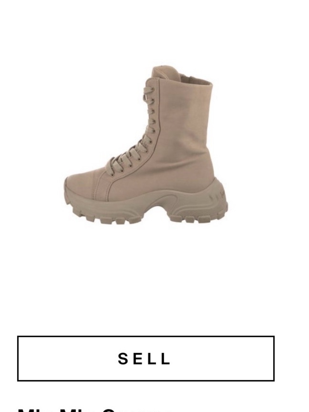 Miu Miu Taupe Lace-Up Platform Combat Boots 41